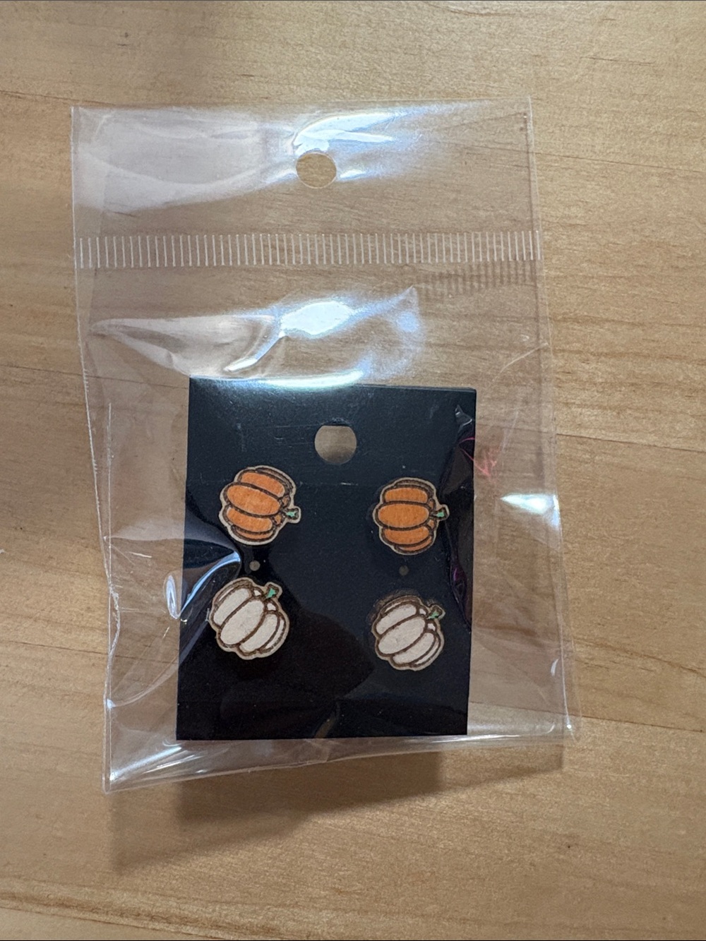 Pumpkin Stud Earring Set - Orange & White